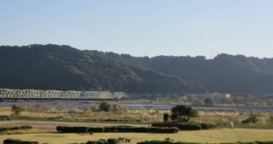 島田宿側からの大井川。向こう側は金谷宿。(静岡県)
