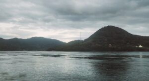 周防大島の横を通る(山陽本線の車窓より)(山口県)