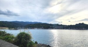 かつてスカンジナビア号（旧ステラ・ポラリス号）が停泊していた、沼津・西浦の海（静岡県沼津市）