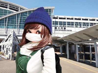 新八代駅での筆者(熊本県八代市)