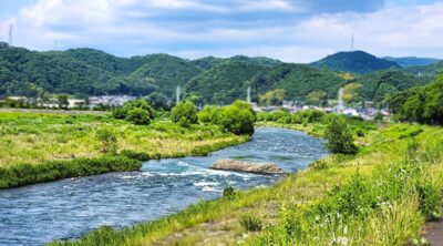 修善寺からの、狩野川の景色（静岡県伊豆市）