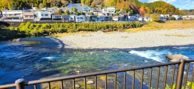 修善寺駅付近を流れる狩野川（かのがわ）（静岡県伊豆市）