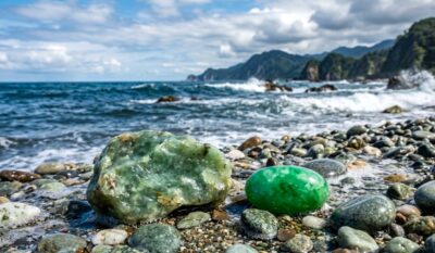 ヒスイと糸魚川の海のイメージ（画像はあくまでAIによるイメージです）