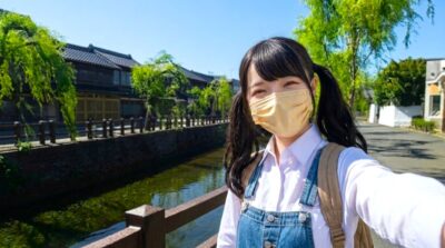 筆者、水郷・佐原の町並みより(2018年頃)(千葉県香取市)