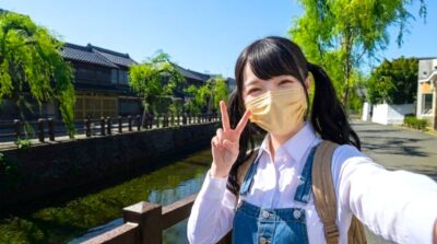 筆者、水郷・佐原の町並みより(2018年頃)(千葉県香取市)