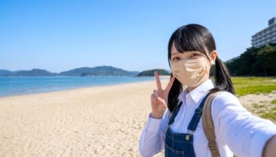 筆者・光市の海より(2018年頃)(山口県光市)【鉄道唱歌の旅・柳井→防府(三田尻)】