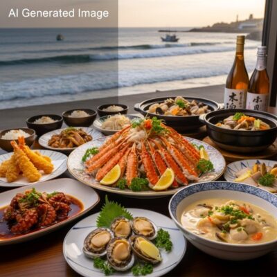 唐津の海鮮料理のイメージ（画像はあくまで AIによるイメージです）