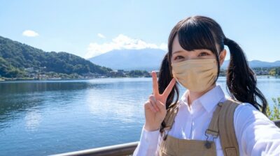 河口湖より(山梨県南都留郡富士河口湖町)(鉄道唱歌の旅)