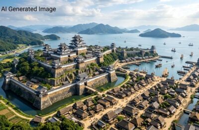 戦国時代の三原城(画像はAIによるイメージです)