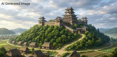 戦国時代の小牧山城(画像はAIによるイメージです)