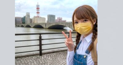 筆者、新潟・万代橋より(2019年頃)(新潟県新潟市)【鉄道唱歌の旅・新潟】