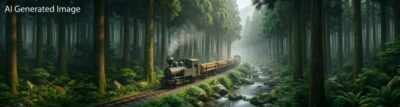 木曽の森林鉄道(画像はAIによるイメージです)(鉄道唱歌の旅:須原・野尻関連)