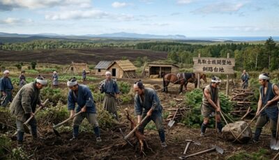 明治時代の釧路の大地を耕す、鳥取出身の(移住してきた)武士たち(画像はあくまでAIによるイメージです)