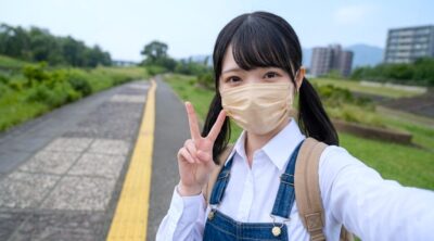 札幌・豊平川での筆者（2018年頃。若いというより、幼いですね・・・）（北海道札幌市）