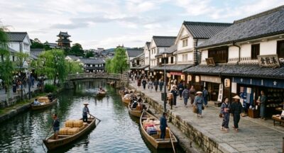 昔はたくさんの船が行交った倉敷川