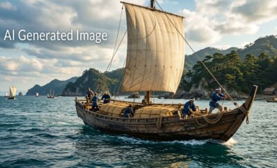 江戸時代の北前船(画像はAIによるイメージです)(高梁川関連)