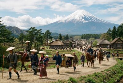 江戸時代の東海道のイメージ（画像はあくまでAIによるイメージです）