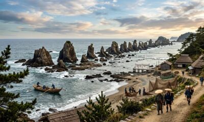 紀伊半島の旅：橋杭岩（画像はAIによるイメージです）