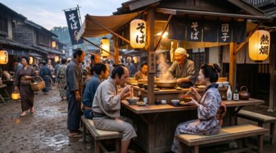 江戸時代の蕎麦屋台