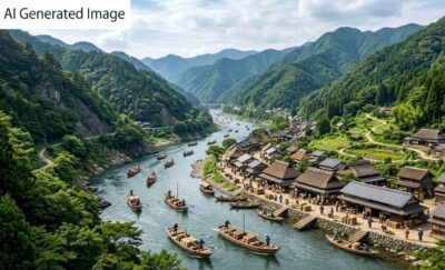 江戸時代の高梁川の水運(画像はAIによるイメージです)