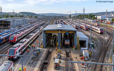 鉄道の車両基地(画像はAIによるイメージです)
