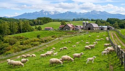 道北のひつじ牧場のイメージ（宗谷本線の旅）