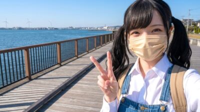 筆者、銚子の海・利根川より(2018年頃)(千葉県銚子市)