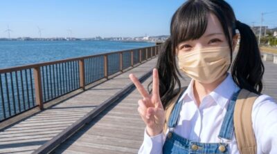 筆者、銚子の海・利根川より(2018年頃)(千葉県銚子市)