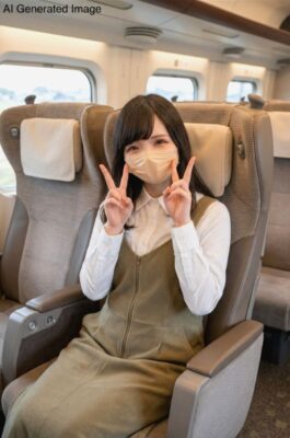 筆者、グリーン車より（という設定のAIイメージです）。（鉄道の記号：ロ）