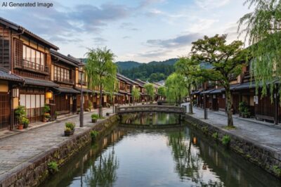 京都の町並み（画像はAIによるイメージです）（鉄道唱歌の旅：京都の観光・名所）