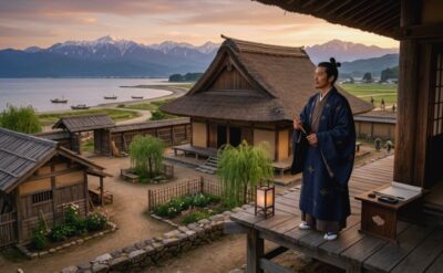 伏木（現代の富山県高岡市）時代の大伴家持（画像はAIによるイメージです）。