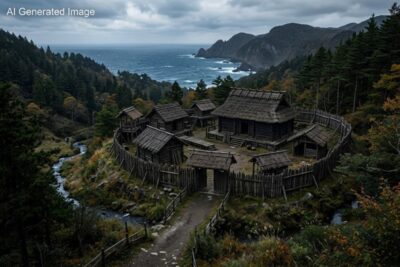 佐渡の「黒木御所」のイメージ(画像はAIによるイメージです)(鉄道唱歌の旅)