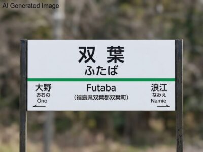 双葉駅（長塚駅）（画像はAIによるイメージです。実物・実際の景色ではありません）（鉄道唱歌：浪江・双葉→いわき関連）