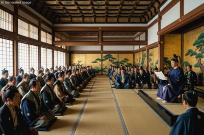 二条城における幕末の大政奉還(画像はAIによるイメージです)
