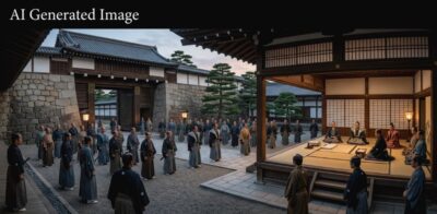 二条城における大政奉還(画像はAIによるイメージです)