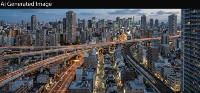 大阪の街のイメージ(画像はあくまでAIによるイメージです。実際の景色ではありません)