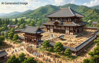 奈良時代の東大寺（画像はAIによるイメージです）（聖武天皇・佐保山関連）