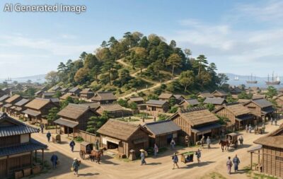 江戸時代の「愛宕の山」のイメージ。（画像はAIによるイメージです）