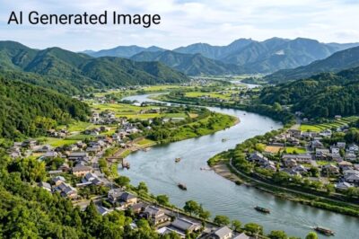 日田盆地と三隈川（筑後川）のイメージ