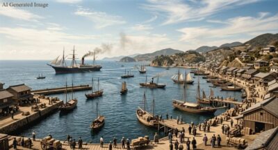 明治時代の長崎の海（画像はAIによるイメージです）