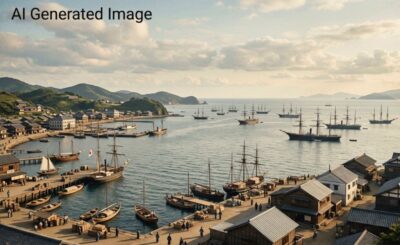 明治時代の長崎の海（画像はAIによるイメージです）
