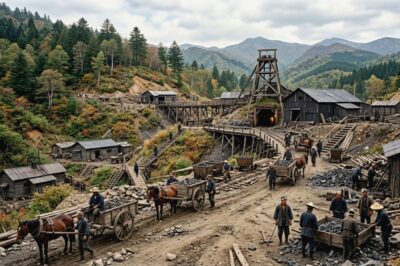 明治時代の北海道のマンガン鉱山（画像はAIによるイメージです）（鉄道唱歌：八雲・国縫・胆振地方関連）