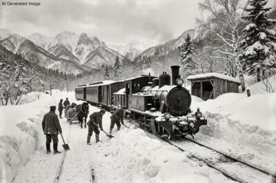 冬の線路の「雪」に悩まされてきた北海道の鉄道(画像はAIによるイメージです)