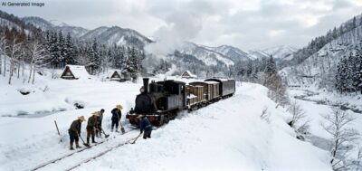 冬の線路の「雪」に悩まされてきた北海道の鉄道(画像はAIによるイメージです)