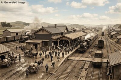 明治時代の鉄道の町・新津（画像はAIによるイメージです）