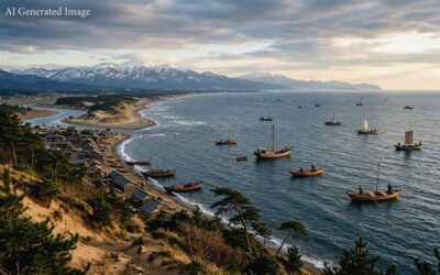 「日和山」から見下ろす、「鯛を釣る船」のイメージ(画像はAIによるイメージです)
