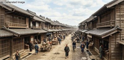 明治時代の新潟の町並み(画像はAIによるイメージです)