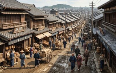 明治時代の新潟の町並み(画像はAIによるイメージです)