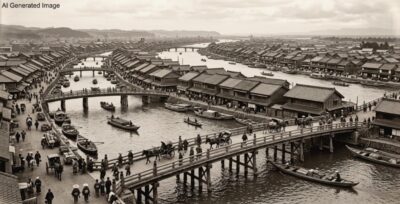 明治時代の「水の都」としての新潟（画像はAIによるイメージです）