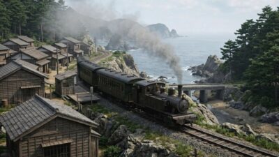 「人車鉄道」の時代は終わり、蒸気機関車の「熱海鉄道」へ(画像はAIによるイメージです)